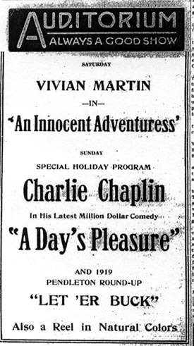 charlie chaplin 1920. Early ad of Charlie and Edna