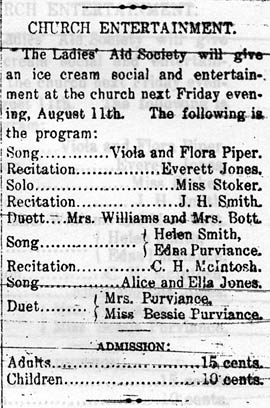 Ladies Aid Society Edna Purviance sings in 1900