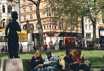 Charlie Chaplin Bronze Statue in Leicester Square in London