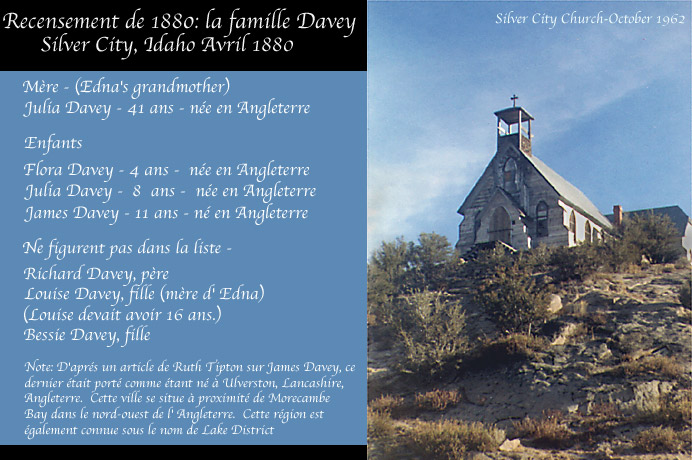 Recensement de 1880: la famille Davey Silver City Idaho Church 